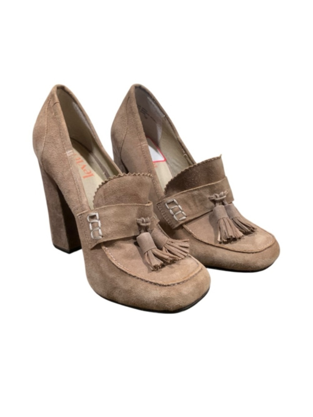 Women's Levity Brown Suede Tassel Block Heel Pumps Size 7